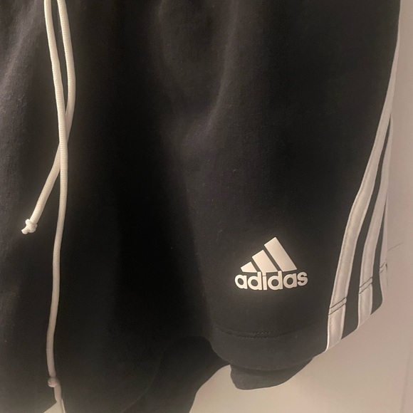 Women’s Adidas Black Cotton Partially Recycled Loose Shorts w/ White Stripes, M - Picture 2 of 9